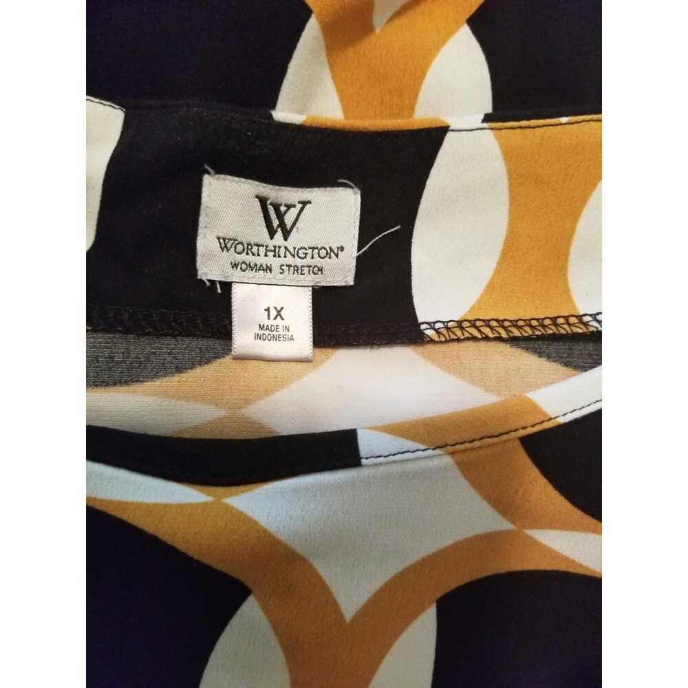 Worthington Women's Blouse Top Sleeveless Back Zip Geometric Design Plus Size 1X - Picture 4 of 5